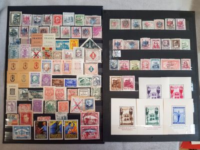 a lot of stamps on the table and on the table