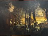 une image d'un tableau sur un chevalet dans une pièce