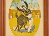 tableau représentant un homme à cheval, avec un chien au premier plan