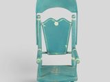 a blue rocking chair with a green seat on a gray background