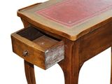a small wooden table with a drawer underneath it
