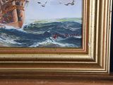 a picture of a painting of a ship in the ocean