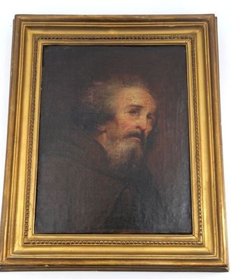 an old painting of a man with a beard in a gold frame