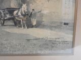 a picture of a painting of a horse pulling a carriage