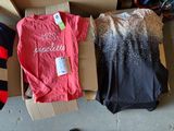 a box full of clothes and a pair of shoes