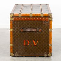 Louis Vuitton, grande malle de voyage ancienne, toile monogr… (photo 6)