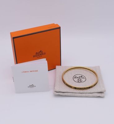 Hermès - Jonc - Plaqué Or - Motif Or et Noir - PM - France F… - Photo 1