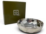 silver plate with a green box on a white background