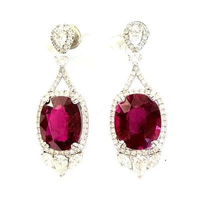 pair of ruby and diamond earrings