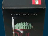 boxed box of lego star wars collectibles including a boba fett helmet