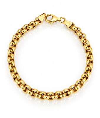 un bracelet en chaîne en or sur fond blanc