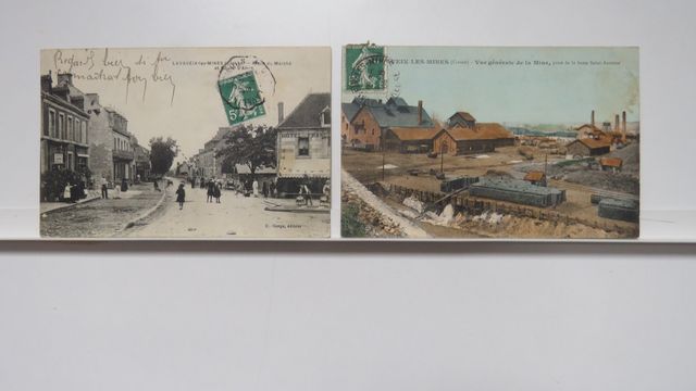 Lavaveix-les-Mines : Lot de 2cpa : Place du Marché (B.E.) +Vue gé...
