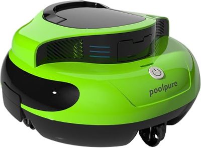 a close up of a green and black robot on a white background