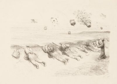 Jean Veber (1868-1928) Marmites, pots de fleurs et pruneaux.
