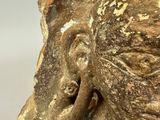 a close up of a statue of a woman ' s face