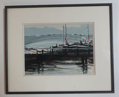 Henri DE JORDAN (1944-1996) Marine Gouache sur papier
