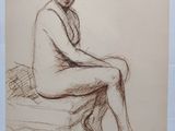 an image of a drawing of a woman sitting on a bench