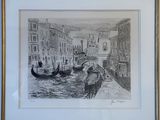 dessin représentant une gondole sur un canal à Venise, en Italie