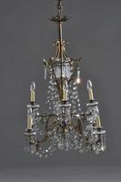 Lustre en bronze et laiton doré à huit bras de lumière agrém…