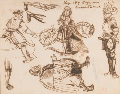 dessin représentant un homme à cheval, un homme à cheval, un homme à cheval et un homme à cheval