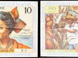 deux timbres représentant une femme et un homme