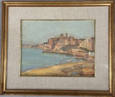 Orazio AMATO Vue de Nettuno Huile sur panneau, signée en bas…