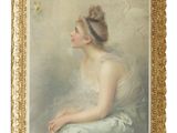 une image d'un tableau représentant une femme en robe bleue