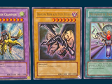 three different pokemon cards are shown in a row on a blue background