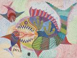 un tableau représentant un poisson aux multiples couleurs
