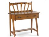 an image of a wooden desk with a drawer underneath it