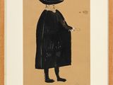 an image of a painting of a man in a black coat and hat