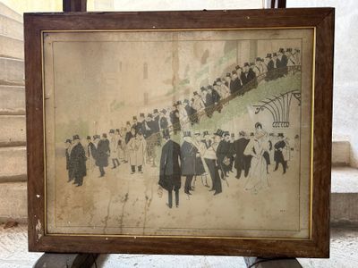 une photo montrant un groupe de personnes descendant les escaliers