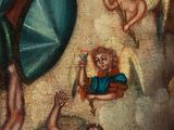 an image of a painting of angels and demons on a wall
