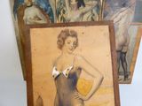a painting of a woman in a bathing suit on a table