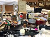 a table with a lot of items on it