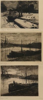 trois photographies en noir et blanc représentant des bateaux sur un plan d'eau