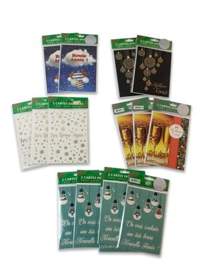a set of christmas cards with snowmen and snowflakes on them