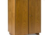 an image of a wooden cabinet with two doors and one door open