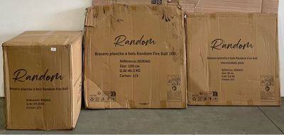 three cardboard boxes are stacked on top of each other in a room