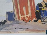 a painting of a man standing next to a fire hydrant