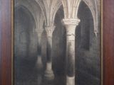 an image of a painting of a building with columns in it