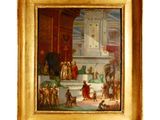 une image d'un tableau représentant un groupe de personnes sur une scène