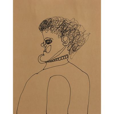 un dessin représentant une femme portant un collier autour du cou