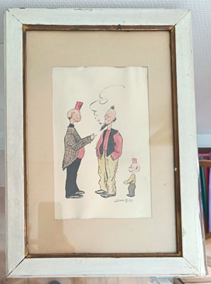 a picture of a picture of a man smoking a pipe