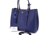 prada blue leather tote bag