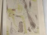 a drawing of a man and a woman sitting on a bench