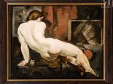 an image of a painting of a nude woman sitting on a chair