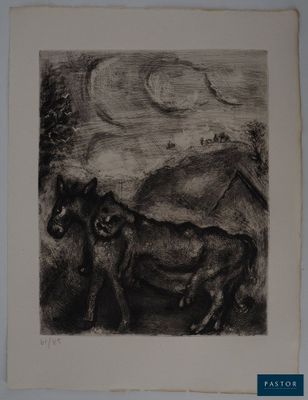 an image of a drawing of a cow and a cow in a field