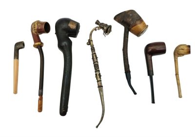 many different types of walking canes on a white background