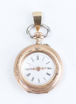 a gold pocket watch with roman numerals on it
